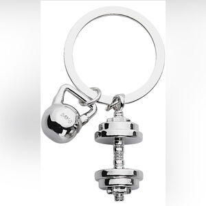 Silver Kettlebell and Dumbbell Keychain | NWT | Gift